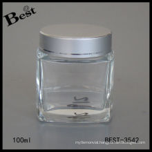 100ml clear glass jar with metal cap